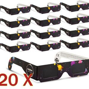 20 Packs 2024 Solar Eclipse Glasses for Kids & Adults, ISO CE Certified Bulk